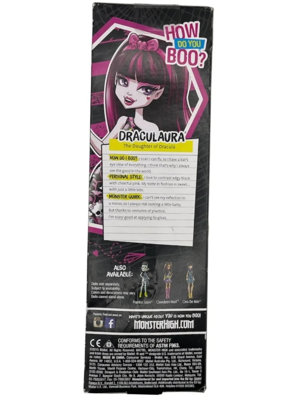2015 Monster High DracuLaura doll- New